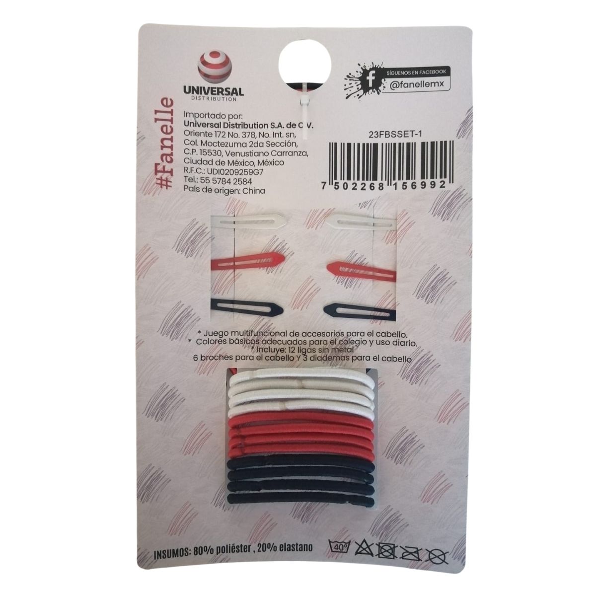 Set de accesorios para cabello 6 tarjetas con 21 piezas diferentes c/u