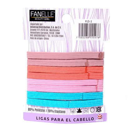 Ligas planas para cabello 6 tarjetas con 8 piezas c/u