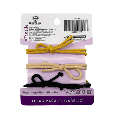 Ligas para cabello con aplicacion 6 tarjetas con 3 piezas c/u